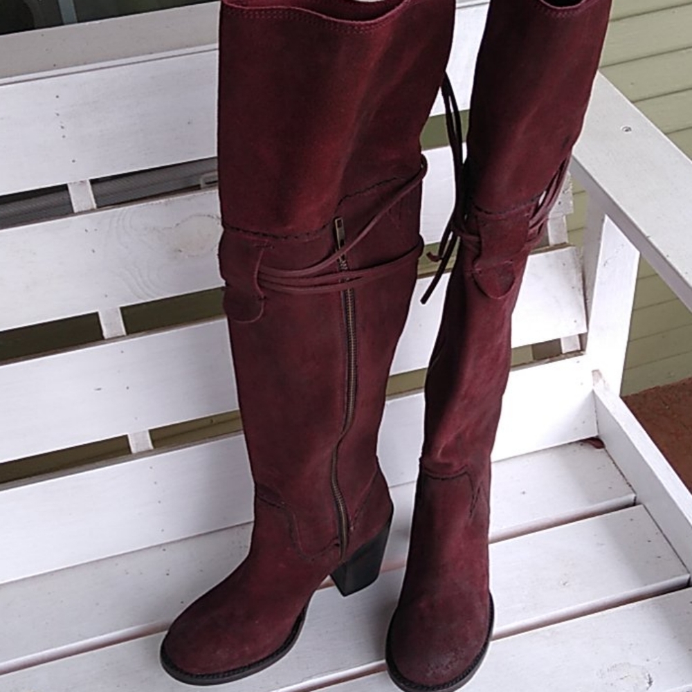 Freebird by Steven Burgundy Over the Knee Boots